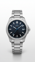 Dual-time steel sport watch with integrated bracelet