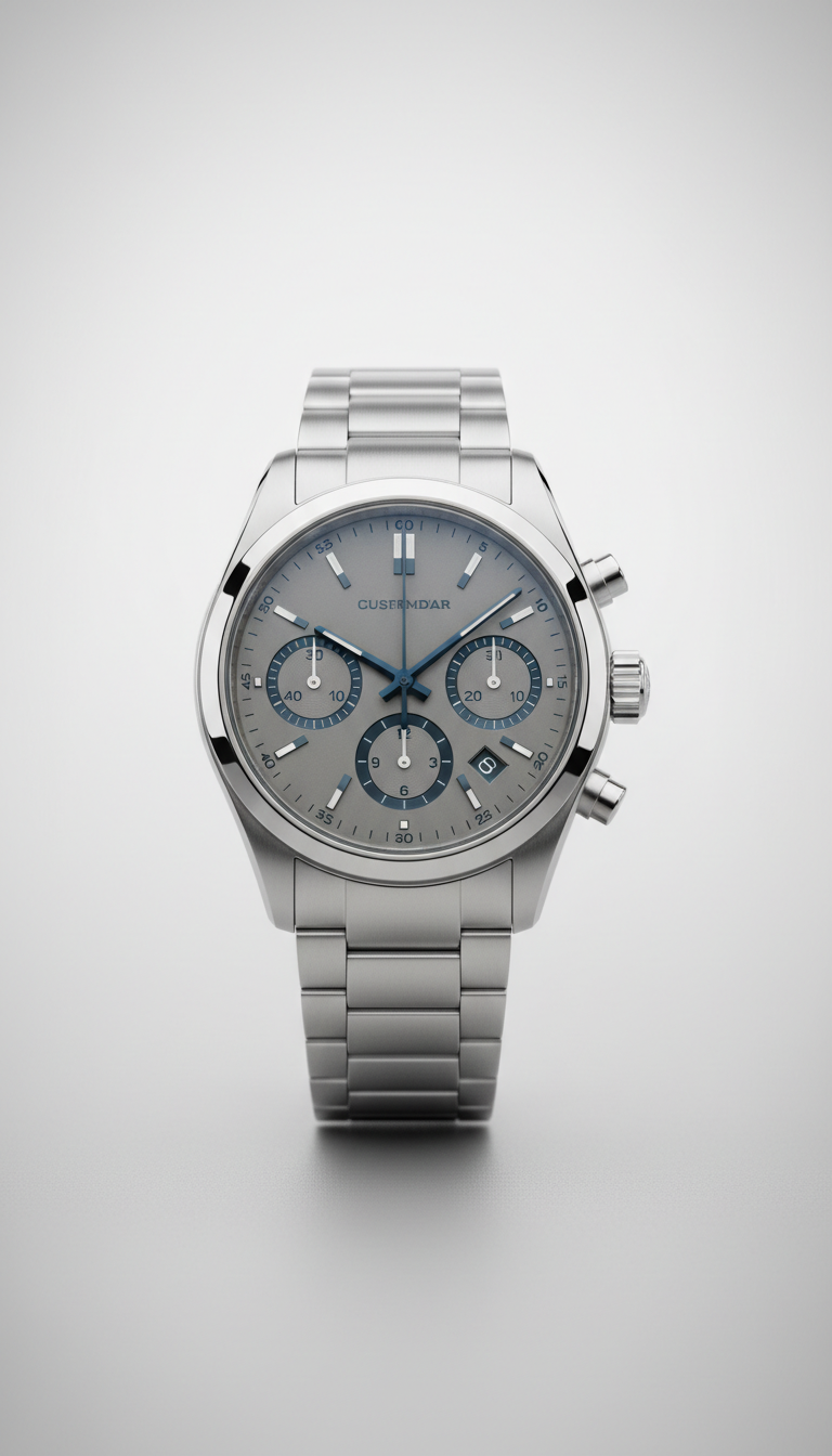 Platinum chronograph wristwatch with sapphire crystal