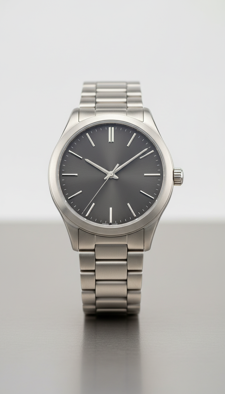 Titanium dress watch with graphite dial